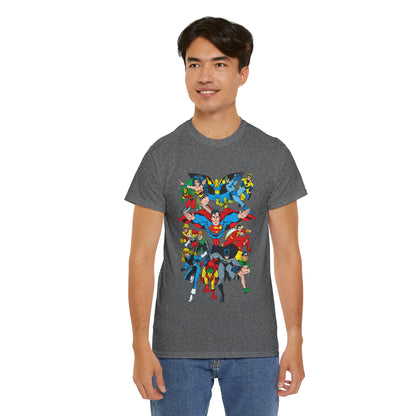 DC Legends T-Shirt - Linda Medley, Arthur Adams Art - Superman, Wonder Woman, Batman, Creeper, Black Canary, Guy Gardner, Blue Beetle, Booster Gold, Dr. Fate, Flash - DC Comics