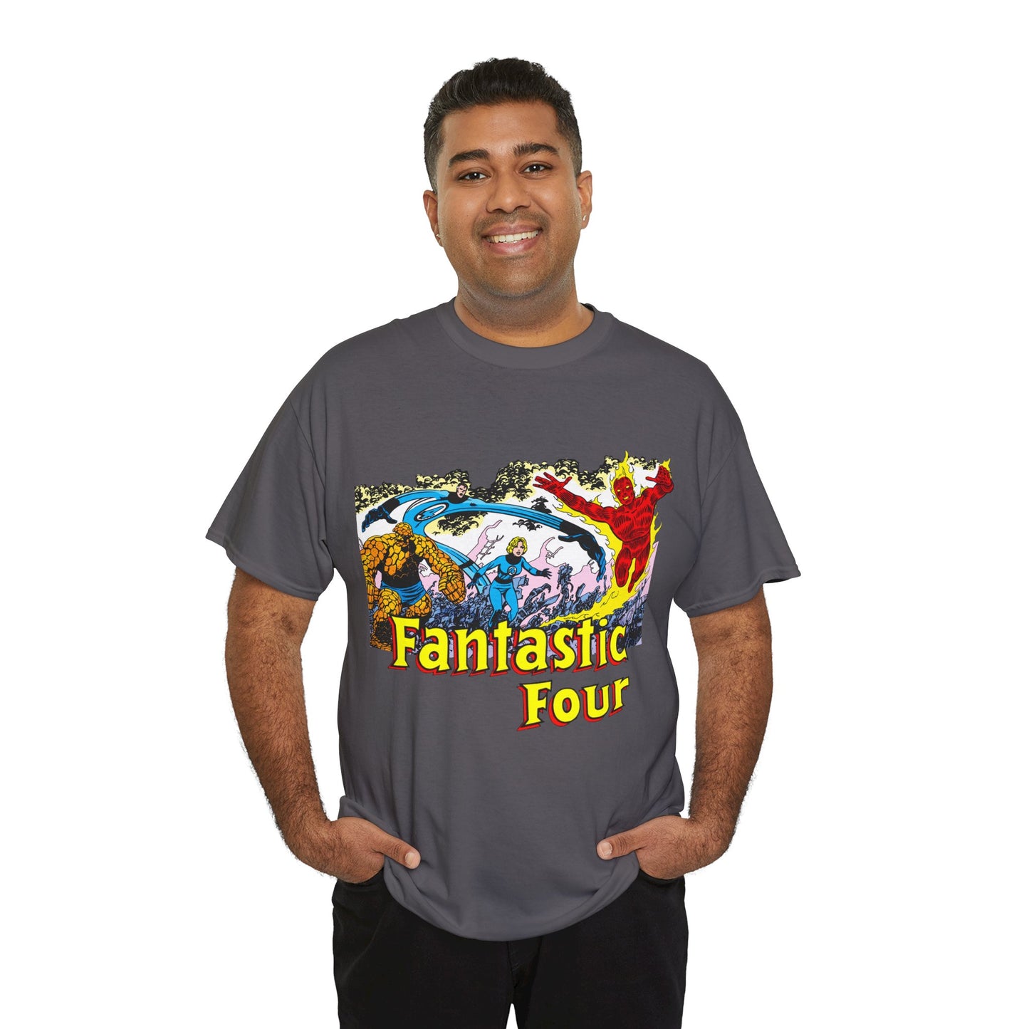 Fantastic Four T-Shirt - John Byrne Art - Reed Richards, Invisible Woman, Human Torch, The Thing - Marvel Comics