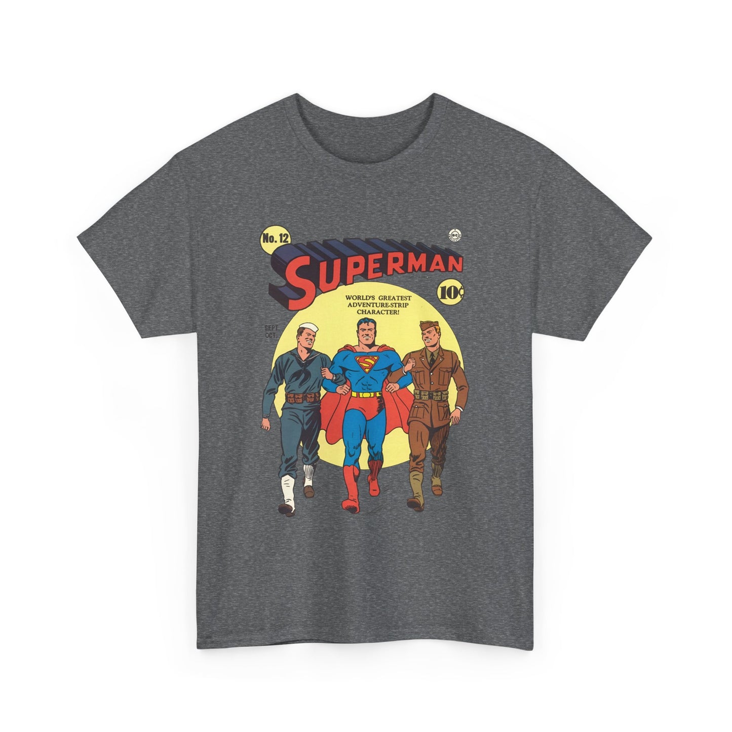 Superman T-Shirt - #12 Cover Art - Golden Age Classic - WWII Support - Iconic Image - DC Comics