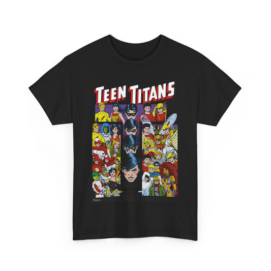 Teen Titans T-Shirt - George Perez Art - Wonder Girl, Bumblebee, Kid Flash, Starfire, Cyborg, Raven, Lilith, Flash, Hawn & Dove, Robin - DC Comics
