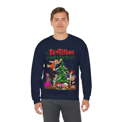 Flintstones Christmas Heavy Blend Crewneck Sweatshirt - Fred, Wilma, Barney, Betty