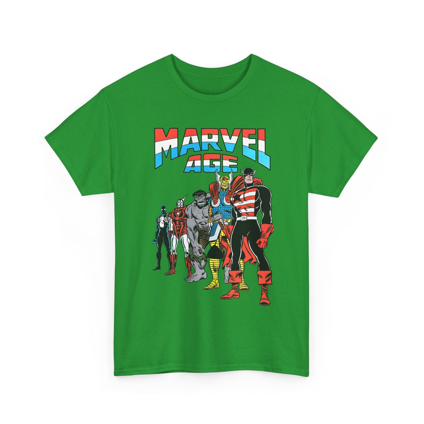 Marvel Age T-Shirt - Captain America, Thor, Incredible Hulk, Iron Man, Spider-Man - New Looks for the 80s