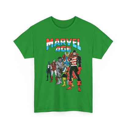 Marvel Age T-Shirt - Captain America, Thor, Incredible Hulk, Iron Man, Spider-Man - New Looks for the 80s