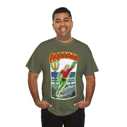 Aquaman T-Shirt - George Perez Art -Justice League 1980s Postcard Series - Arthur Curry - King of Atlantis - JLA - DC Comics