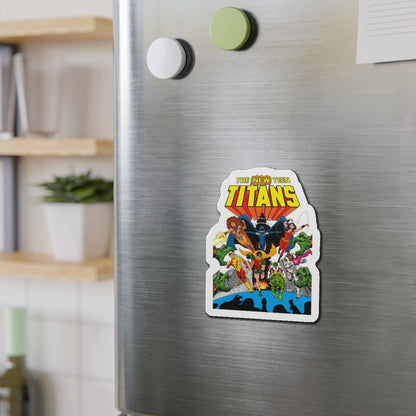 New Teen Titans Die-Cut Magnet - George Perez Art - Robin, Wonder Girl, Cyborg, Starfire, Raven, Kid Flash, Changeling - DC Comics - 3", 4", 5", 6"