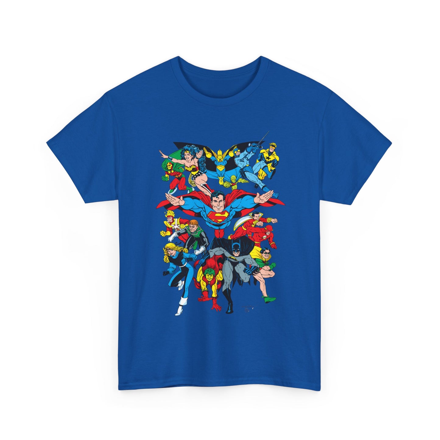 DC Legends T-Shirt - Linda Medley, Arthur Adams Art - Superman, Wonder Woman, Batman, Creeper, Black Canary, Guy Gardner, Blue Beetle, Booster Gold, Dr. Fate, Flash - DC Comics