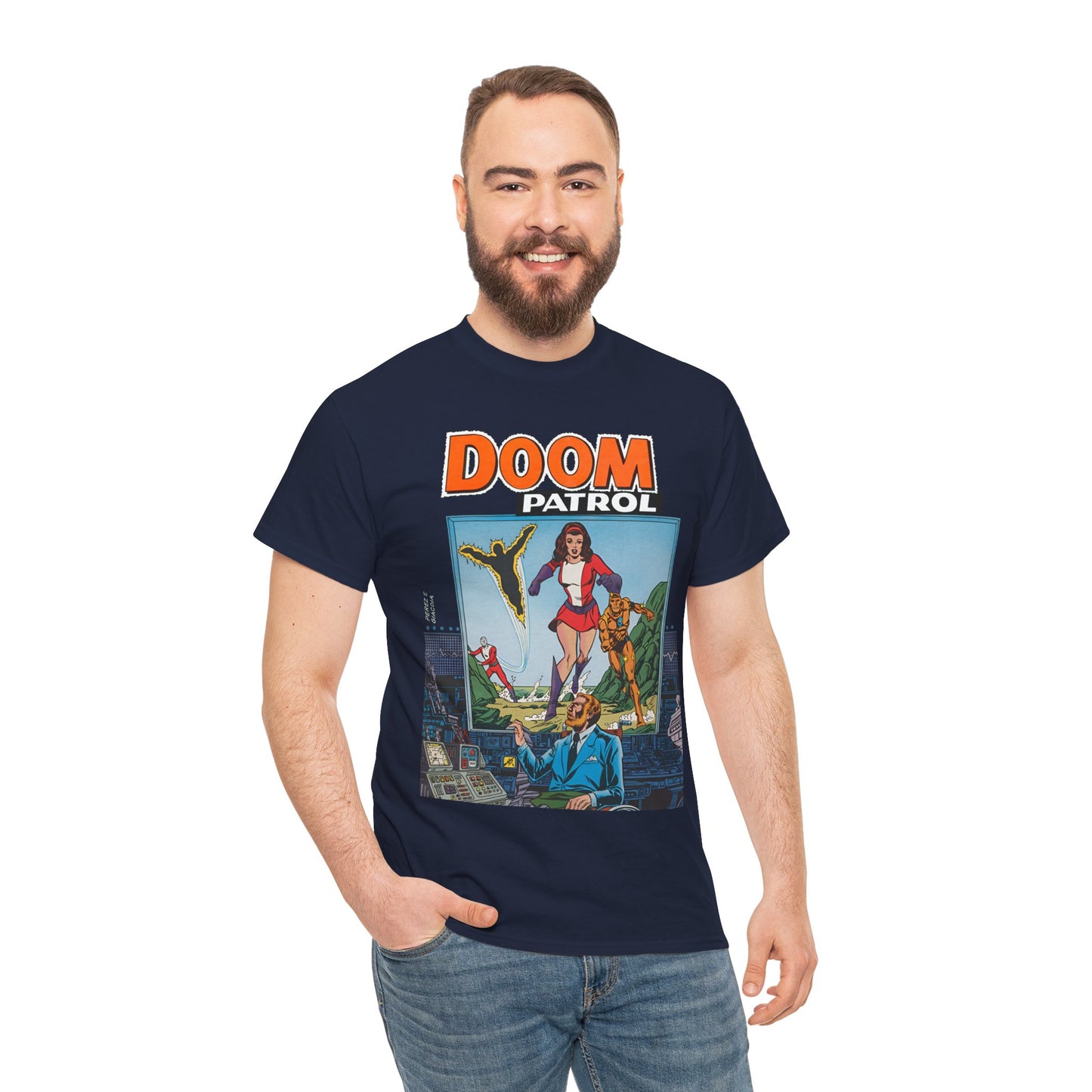 Doom Patrol T-Shirt - George Perez Art - Elasti-Girl, Robotman, Negative Man, The Chief - DC Comics Digest Cover Art