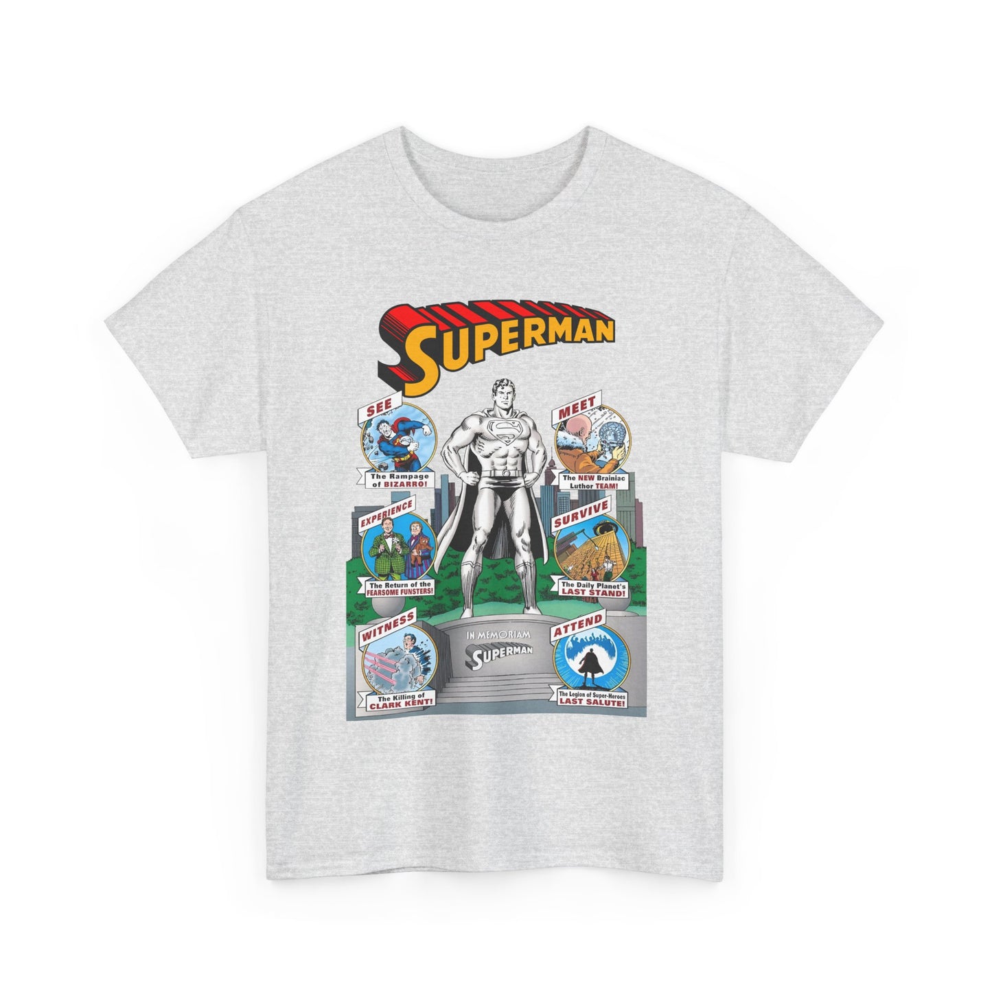 Superman T-Shirt - Curt Swan Art - Whatever Happened to the Man of Tomorrow? - Brainiac, Lex Luthor, Bizarro, Toyman, Daily Planet - Alan Moore Story - DC Comics