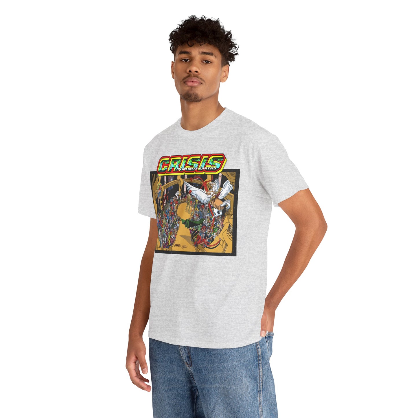 Crisis on Infinite Earths T-Shirt - George Perez & Jerry Ordway Art - The Monitor's Satellite - DC Comics