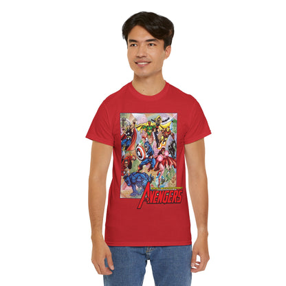 Avengers T-Shirt - George Perez Art - Captain America, Iron Man, Thor, Scarlet Witch, Black Panther, Wonder Man, Beast, Vision - Marvel Comics