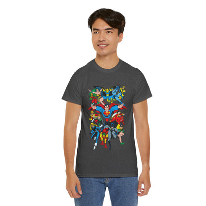 DC Legends T-Shirt - Linda Medley, Arthur Adams Art - Superman, Wonder Woman, Batman, Creeper, Black Canary, Guy Gardner, Blue Beetle, Booster Gold, Dr. Fate, Flash - DC Comics