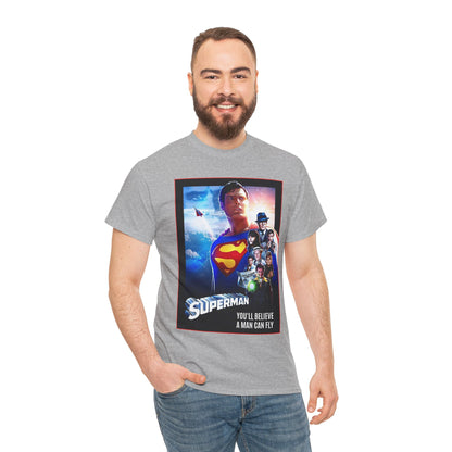 Superman The Movie T-Shirt - Christopher Reeve, Gene Hackman, Margot Kidder - Beloved 1970s Warner Brothers Movie - Krypton, Smallville, Metropolis - DC Comics