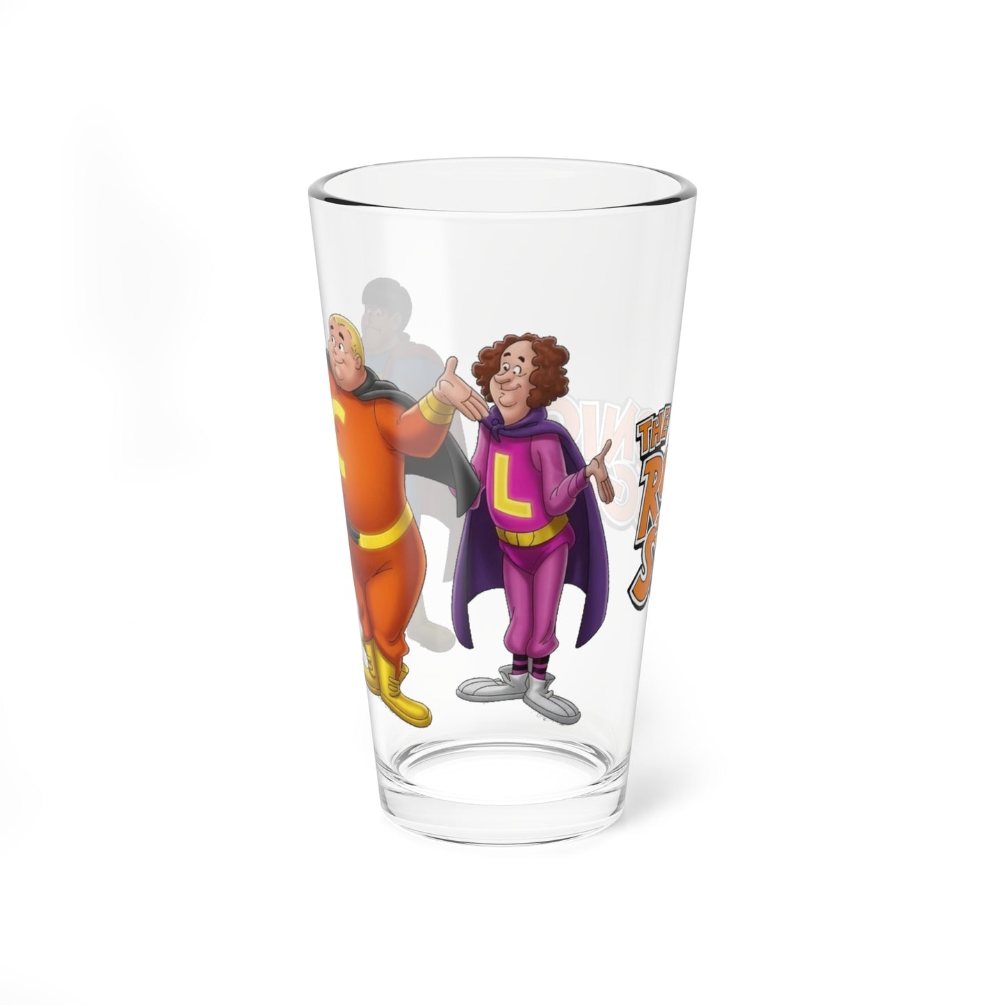 Robonic Stooges Pint Glass 16oz Hanna-Barbera Three Stooges Cartoon Moe Larry Curly Retro 70s Bionic Superhero Nostalgia Cup Barware Gift