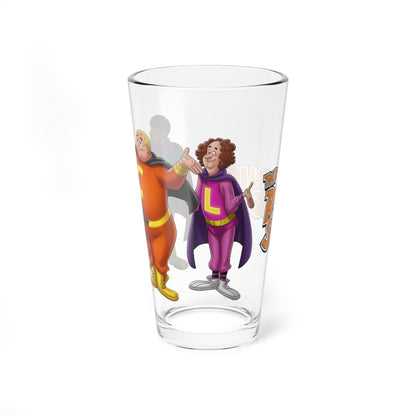 Robonic Stooges Pint Glass 16oz Hanna-Barbera Three Stooges Cartoon Moe Larry Curly Retro 70s Bionic Superhero Nostalgia Cup Barware Gift
