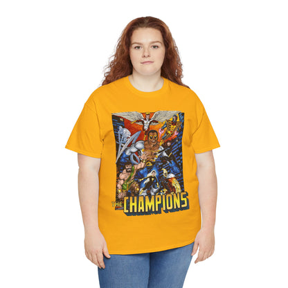 Champions T-Shirt - John Byrne Art - Hercules, Black Widow, Ghost Rider, Black Goliath, Silver Surfer, Jack of Hearts - Marvel Comics 1970s Series