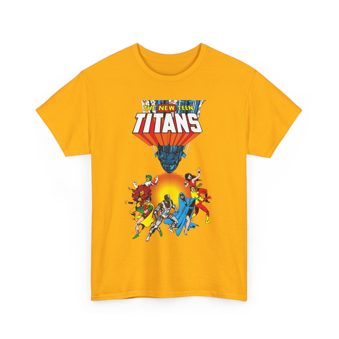 New Teen Titans T-Shirt - George Perez Art - Robin, Wonder Girl, Cyborg, Raven, Starfire, Kid Flash - #10 Cover Art - DC Comics