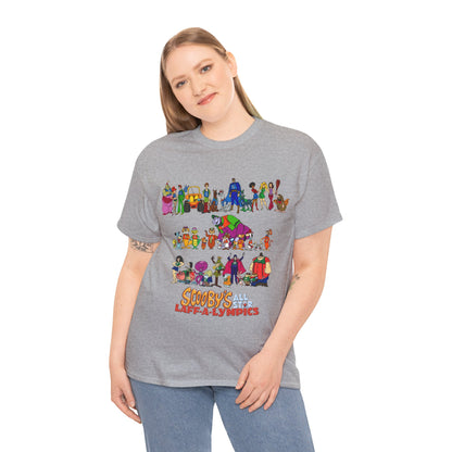 Scooby's All-Star Laff-A-Lympics T-Shirt - Hanna-Barbera Cartoon - Speed Buggy, Yogi Bear, Grape Ape, Scooby Dum, Shaggy, Wally Gator