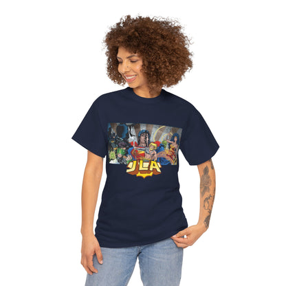 Justice League T-Shirt - Kevin Maguire Art - Superman, Wonder Woman, Batman, Flash, Aquaman, Martian Manhunter, Green Lantern - 90s Lineup - DC Comics