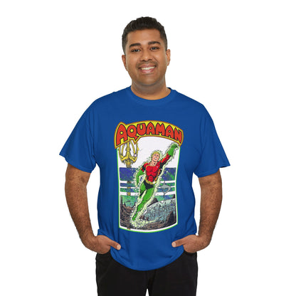 Aquaman T-Shirt - George Perez Art -Justice League 1980s Postcard Series - Arthur Curry - King of Atlantis - JLA - DC Comics