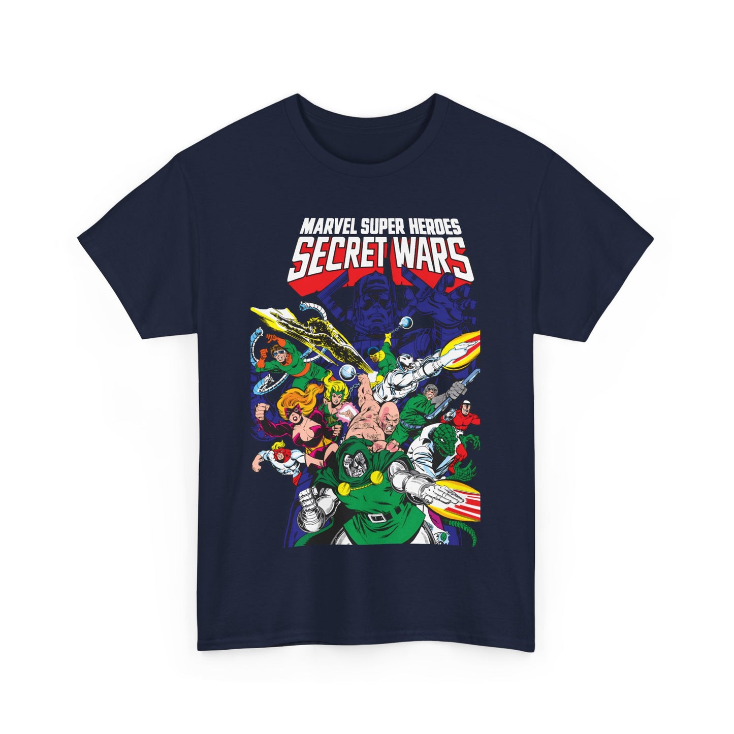Marvel Super-Heroes Secret Wars T-Shirt - The Bad Guys - Dr Doom, Galactus, Doctor Octopus, Titania, Absorbing Man, Enchantress - Marvel Comics Series