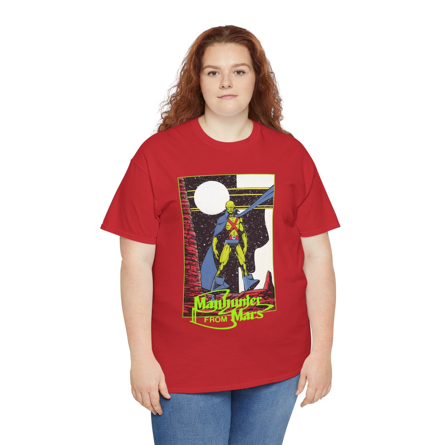 Martian Manhunter T-Shirt - George Perez Art - 1980s Justice League of America (JLA) Postcard Art - DC Comics