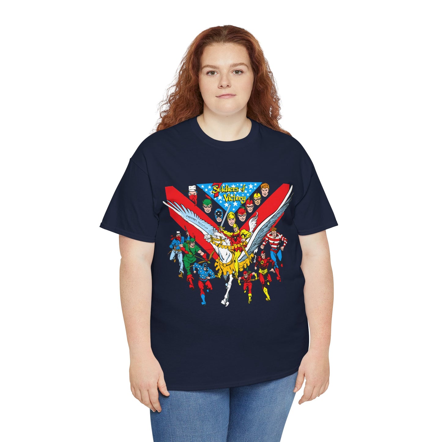 7 Soldiers of Victory T-Shirt - Speedy, Vigilante, Green Arrow, Stripesy, Crimson Avenger, Star-Spangled Kid - Golden Age Heroes of the DC Universe