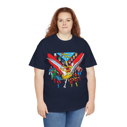 7 Soldiers of Victory T-Shirt - Speedy, Vigilante, Green Arrow, Stripesy, Crimson Avenger, Star-Spangled Kid - Golden Age Heroes of the DC Universe