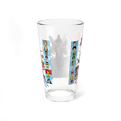 Teen Titans Pint Glass, 16oz - George Perez Art - Raven, Cyborg, Nightwing, Wonder Girl, Lilith, Bumblebee, Aqualad, Jericho, Hawk & Dove - DC Comics Who's Who Art