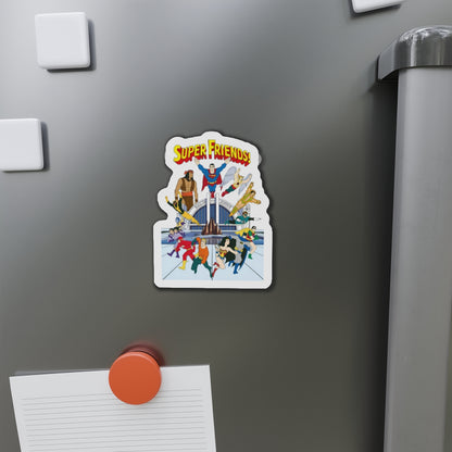 Super Friends Die-Cut Magnet - Beloved 1970s Saturday Morning Cartoon - Superman, Wonder Woman, Flash, Samurai, Green Lantern, Wonder Twins, Black Vulcan, Apache Chief - DC Comics - 3", 4", 5", 6"