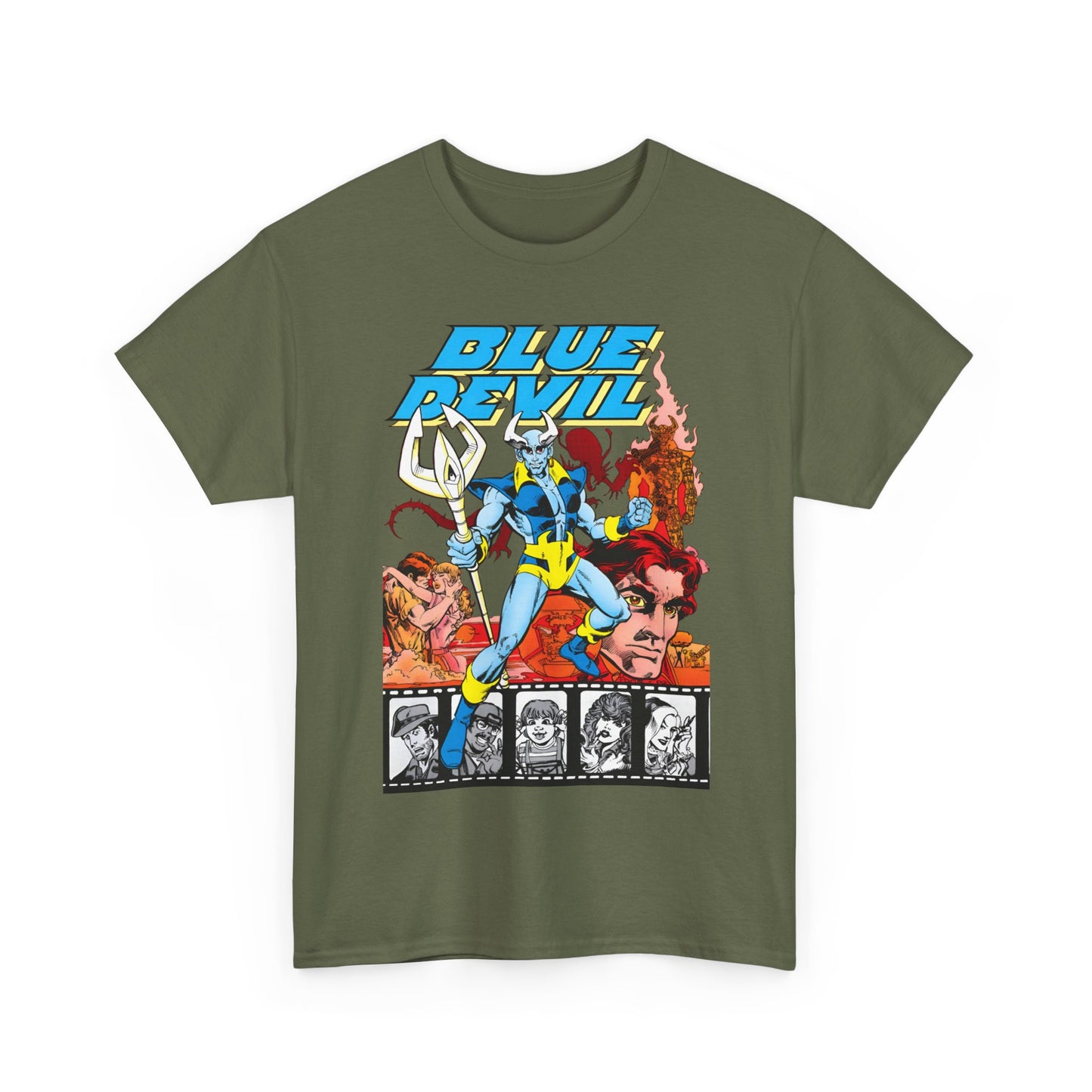Blue Devil T-Shirt -  Dan Mishkin, Gary Cohn, & Paris Cullins - Dan Cassidy, Hollywood Stuntman - 1980s DC Comics Series
