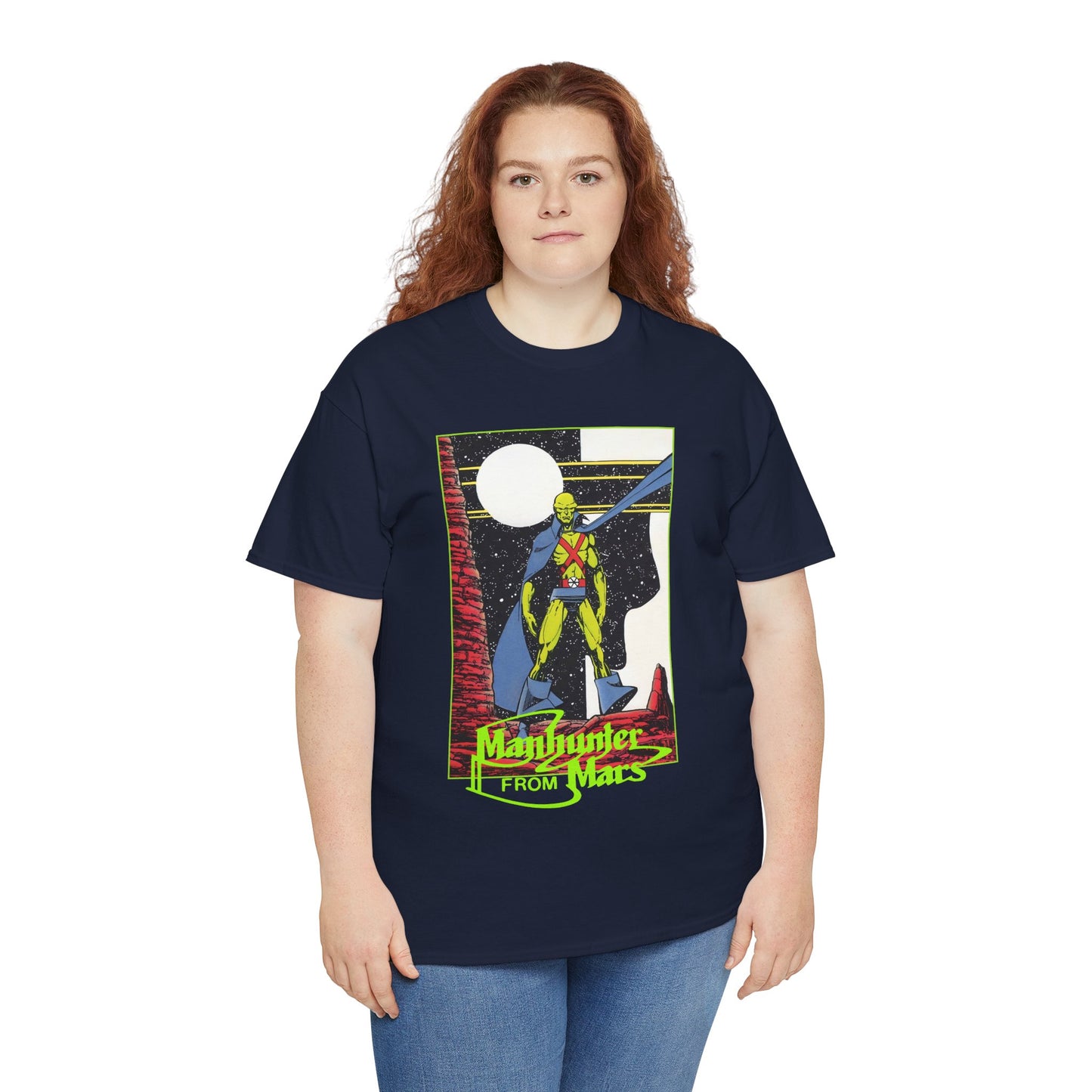 Martian Manhunter T-Shirt - George Perez Art - 1980s Justice League of America (JLA) Postcard Art - DC Comics