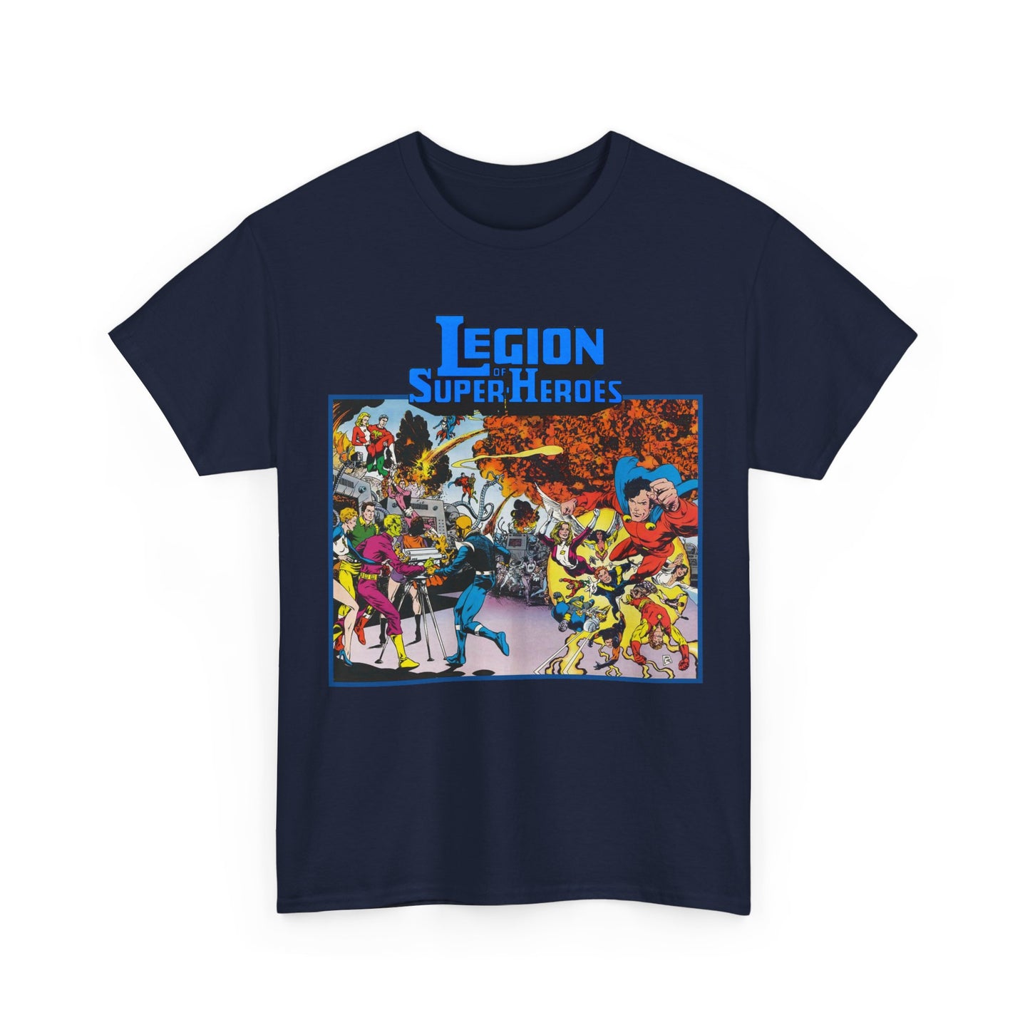 Legion of Super-Heroes T-Shirt - Steve Lightle Art - Mon-El, Saturn Girl, Brainiac 5, Sun Boy, Lightning Lad, Dawnstar, Timber Wolf - LOSH - DC Comics