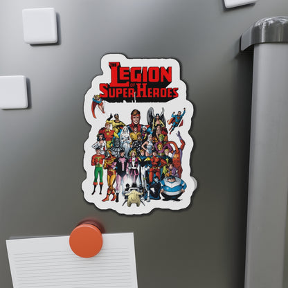Legion of Super-Heroes Die-Cut Magnet - #300 Cover Art - Lightning Lad, Saturn Girl, Cosmic Boy, Superboy, Supergirl, Wildfire, Dream Girl, Bouncing Boy, Brainiac 5 - DC Comics - 3", 4", 5", 6"