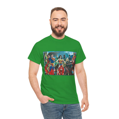 Justice League T-Shirt - Alex Ross Art - Superman, Wonder Woman, Batman, Flash, Black Canary, Vixen, Black Lightning, Green Lantern, Geo-Force, Red Tornado - DC Comics