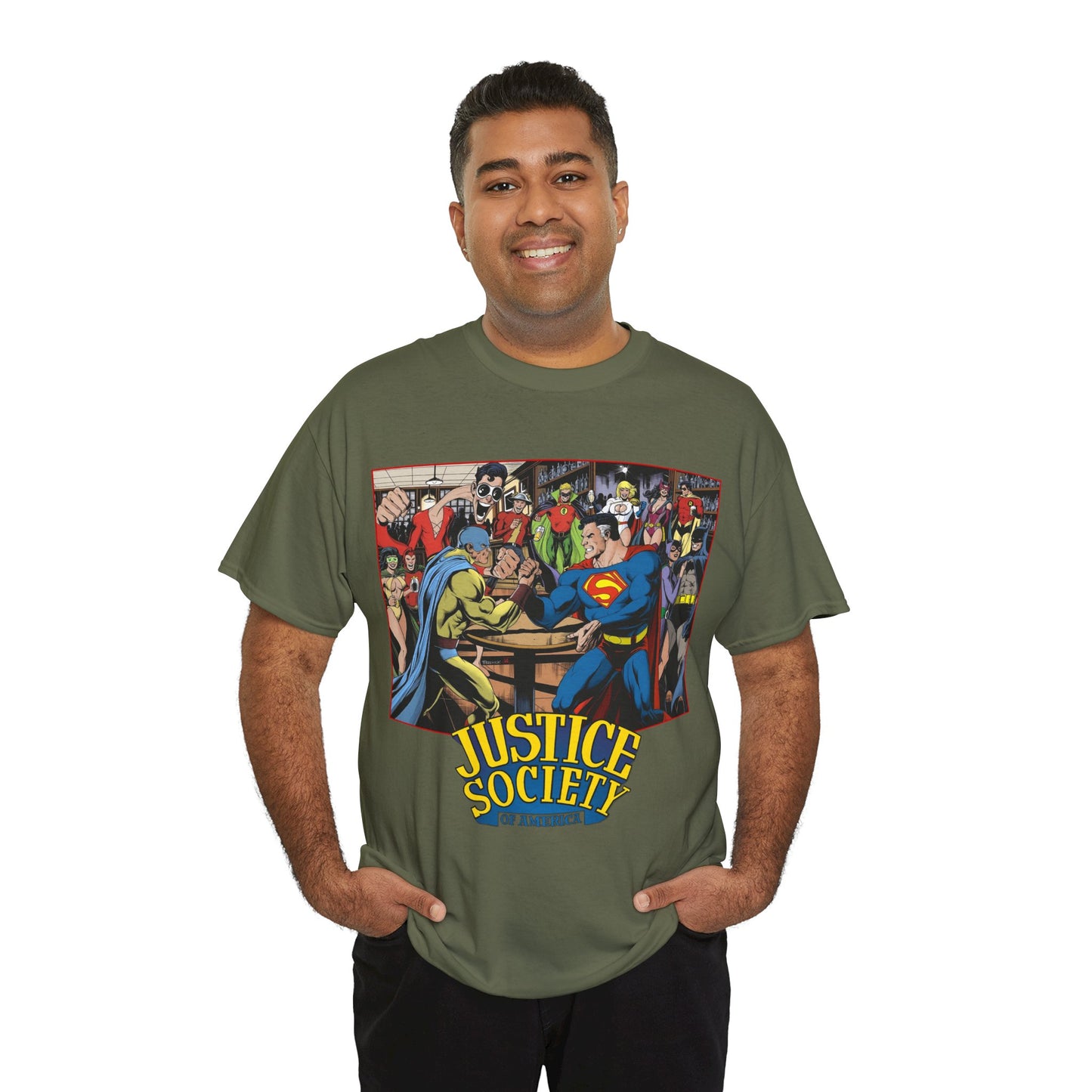 Justice Society of America T-Shirt - Superman, Wonder Woman, Atom, Starman, Huntress, Power Girl, Green Lantern, Batman, Plastic Man, Flash - JSA - DC Comics