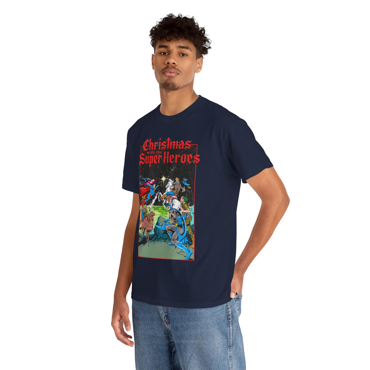 Christmas With the DC Super-Heroes T-Shirt - José Luis García-López Art - Superman, Batman, Jonah Hex, Legion of Super-Heroes - DC Comics