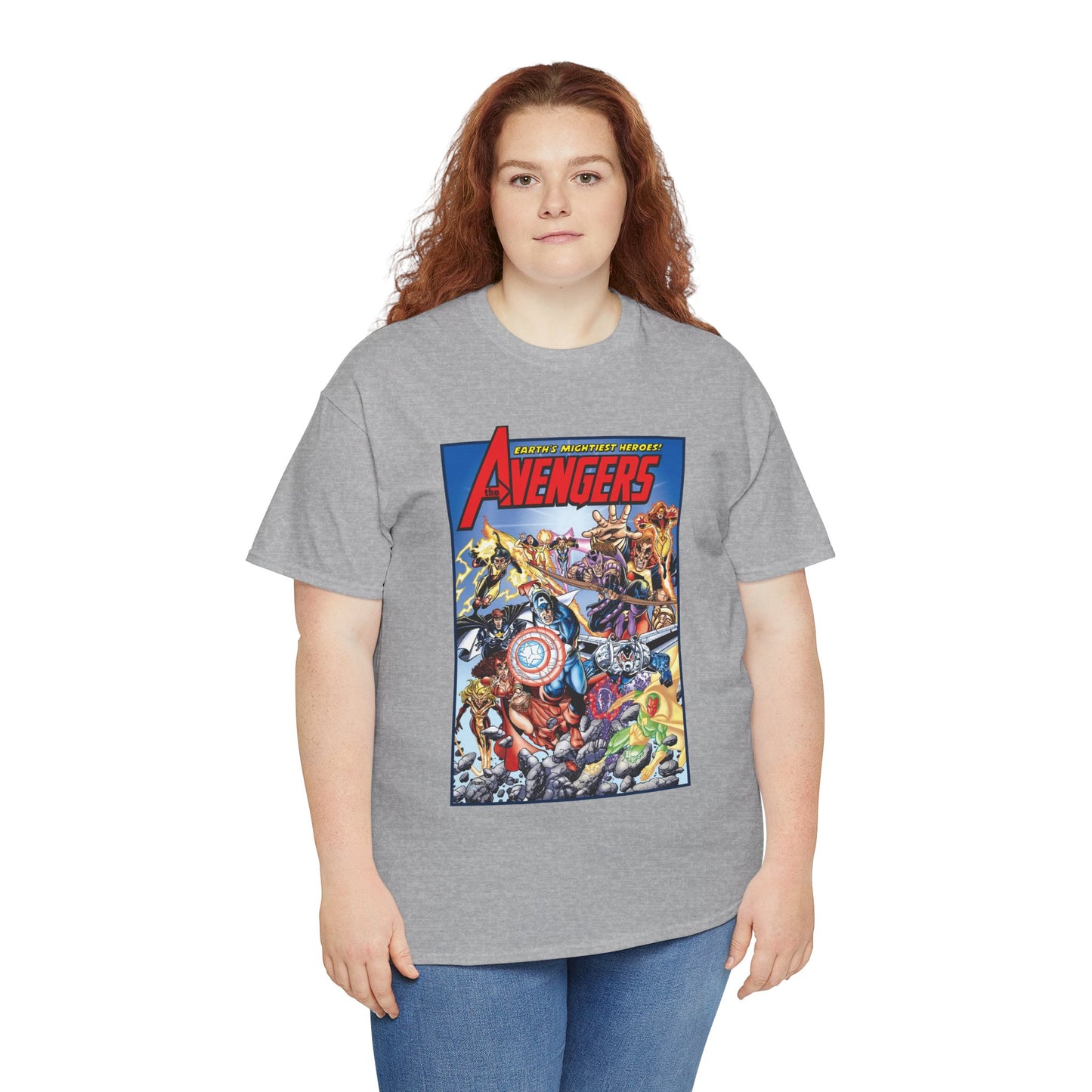 Avengers & Thunderbolts T-Shirt - George Perez Art - Captain America, Iron Man, Wonder Man, Scarlet Witch, Hawkeye, Citizen V, MACH-1, Techno, Atlas, Songbird - Marvel Comics