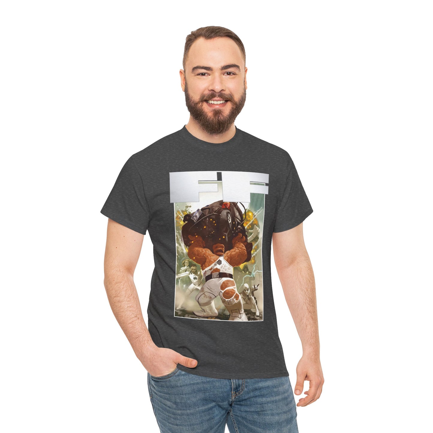 FF T-Shirt - Daniel Acuna Art - Fantastic Four - Mr. Fantastic, Invisible Woman, Thing, Spider-Man - Marvel Comics