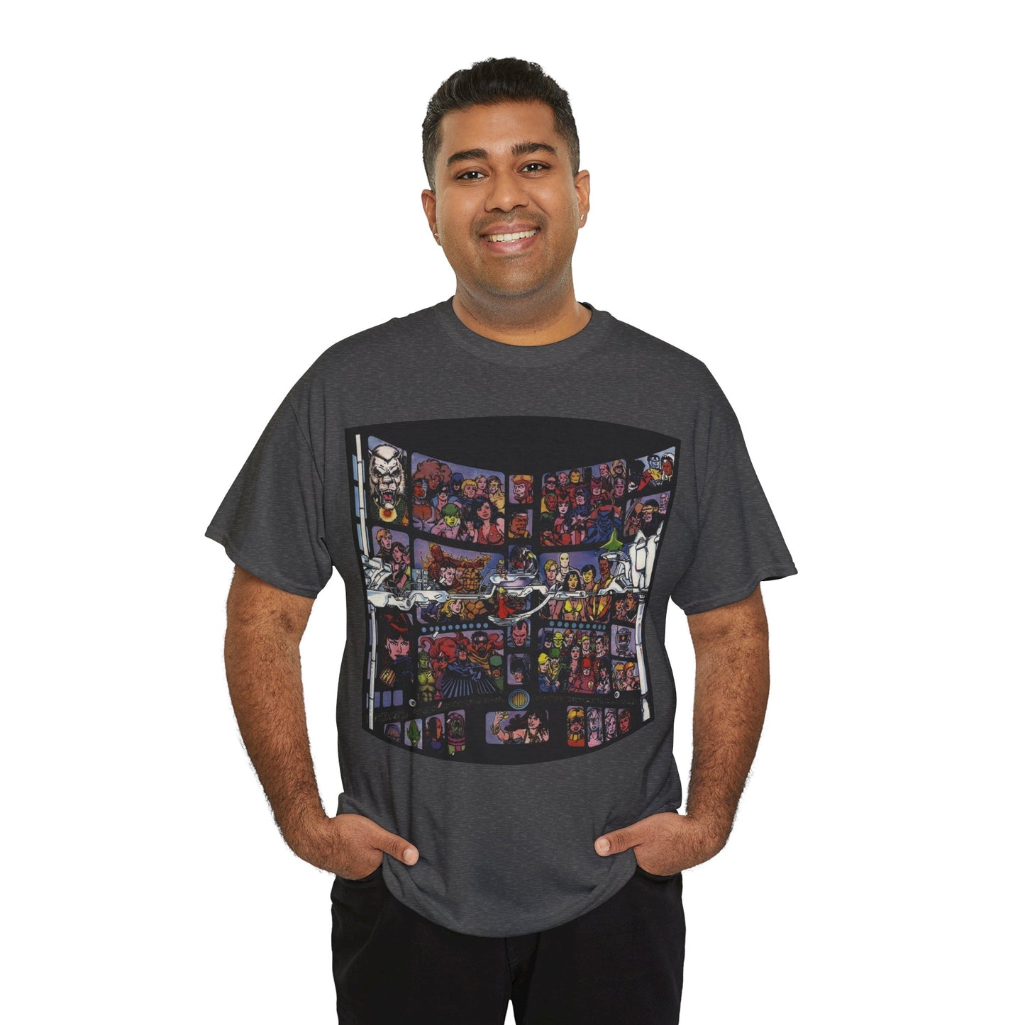 Focus on George Perez T-Shirt - Monitor, New Teen Titans, Avengers, Fantastic Four - DC & Marvel Comics - Note: Black Tee is a Negative Space Piece and is Borderless