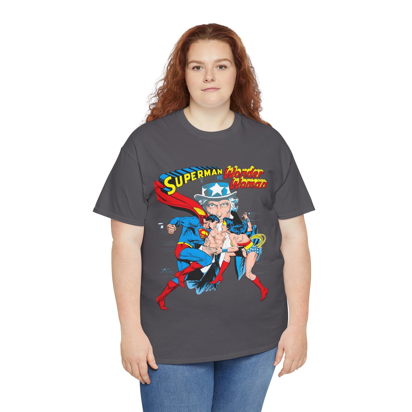 Superman Vs Wonder Woman T-Shirt - José Luis García-López Art - Popular 1970s Tabloid Story - DC Comics