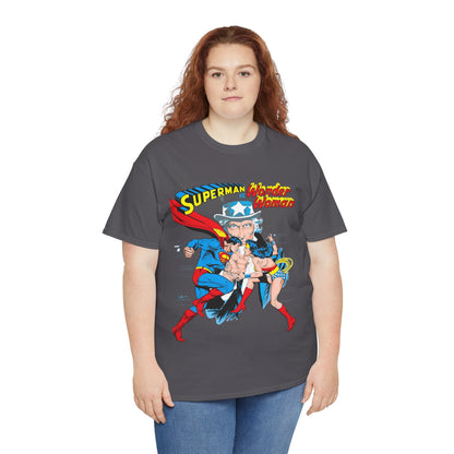 Superman Vs Wonder Woman T-Shirt - José Luis García-López Art - Popular 1970s Tabloid Story - DC Comics