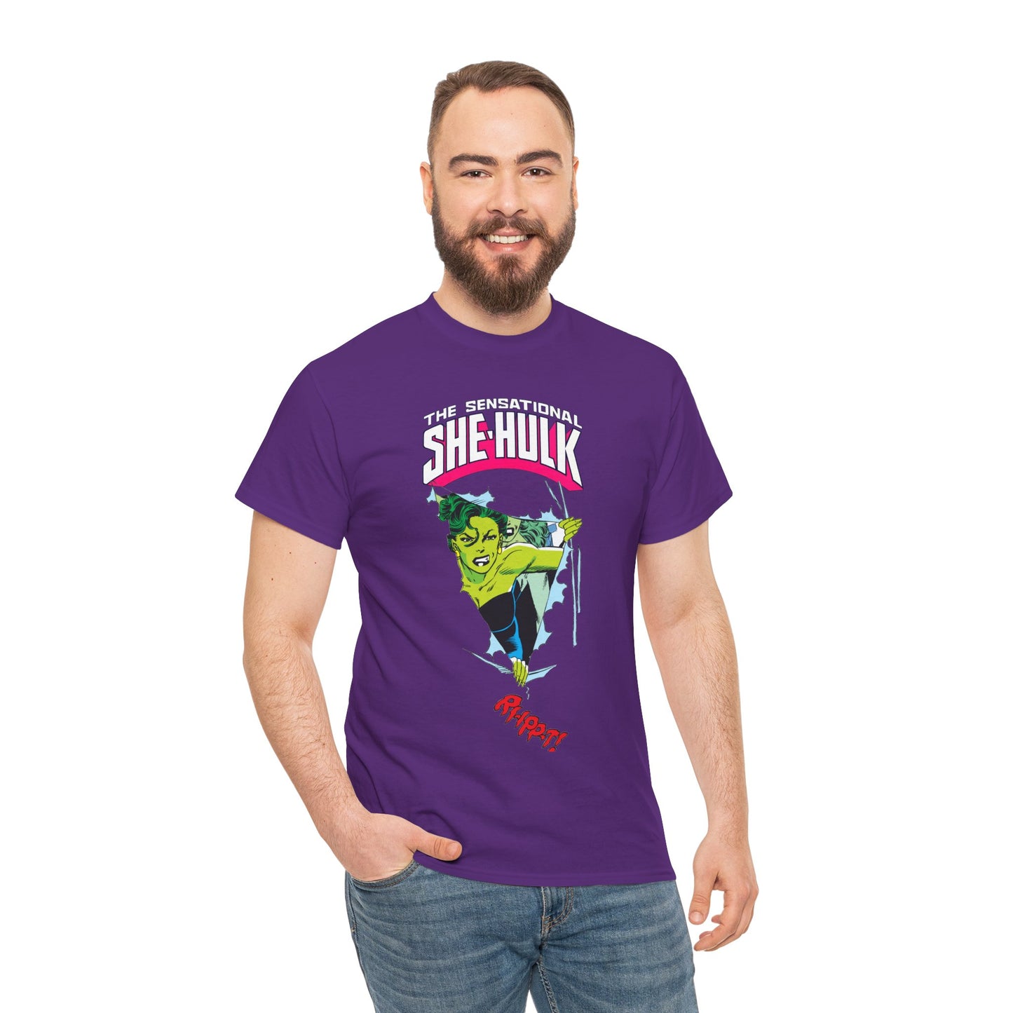 Sensational She-Hulk T-Shirt - John Byrne Art - Marvel Comics - Jennifer Walters - Ripping Through the Shirt - Fourth Wall