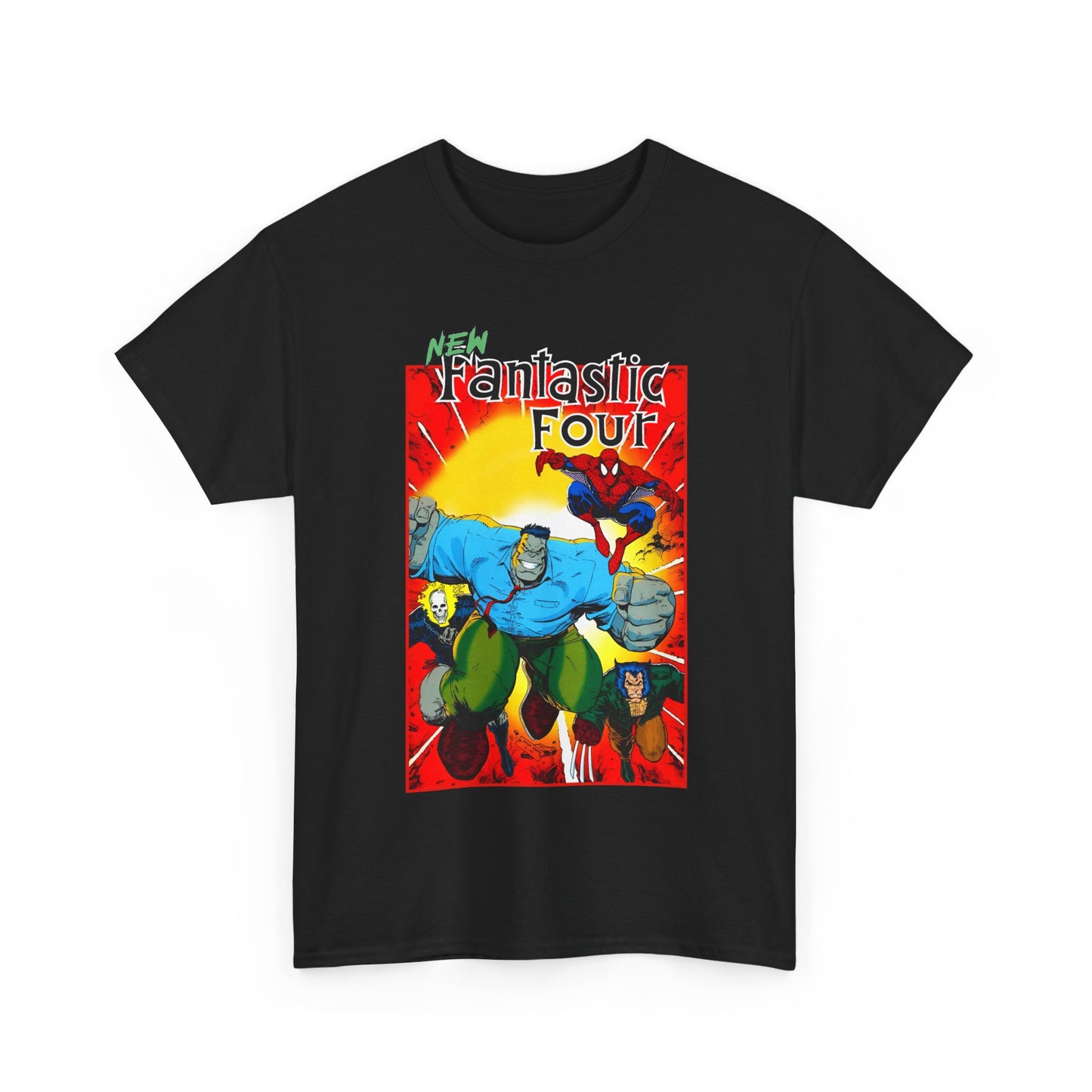 New Fantastic Four T-Shirt - Arthur Adams Art - Wolverine, Ghost Rider, Spider-Man, Hulk - Marvel Comics