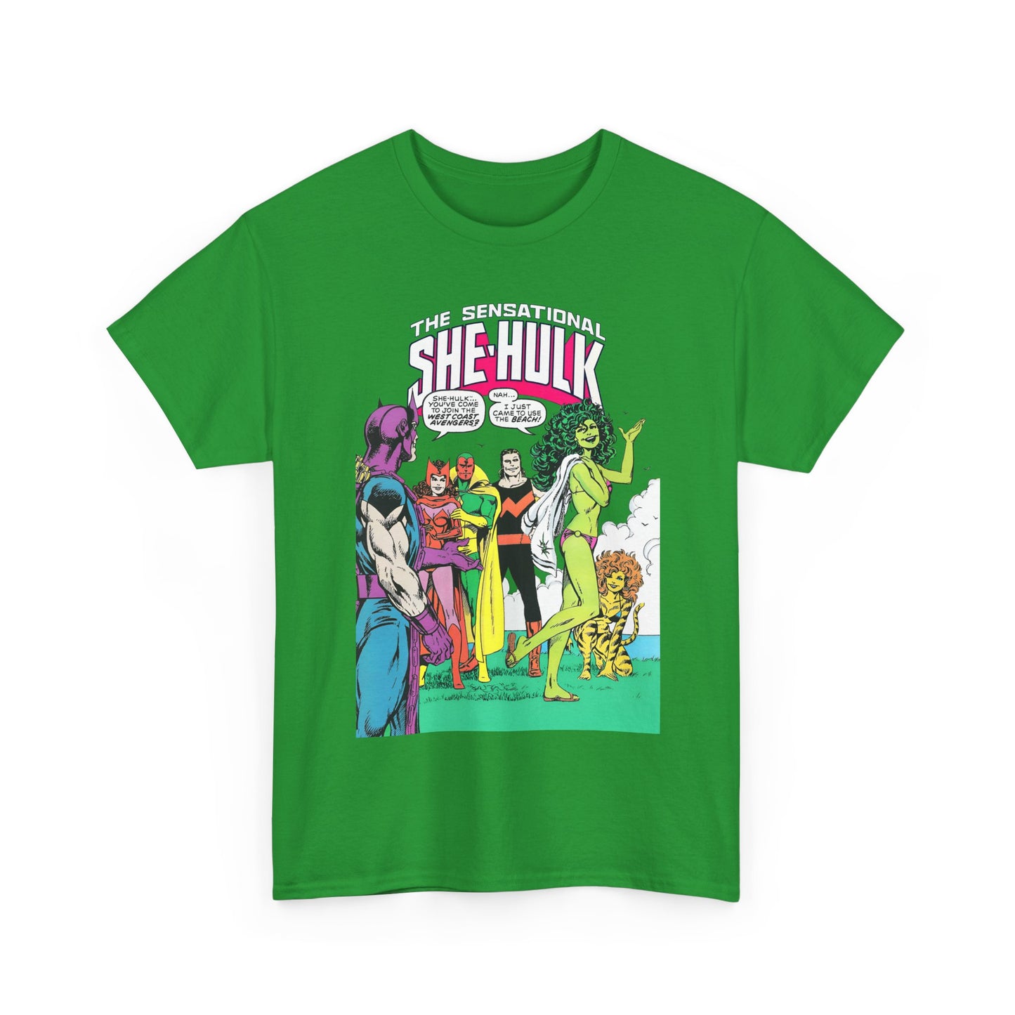 She-Hulk T-Shirt - John Byrne Art - West Coast Avengers Appearance - Hawkeye, Scarlet Witch, Wonder Man, Vision, Tigra - Marvel Comics
