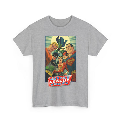 Justice League of America T-Shirt - Michael Cho Art - Superman, Flash, Wonder Woman, Green Lantern, Batman, Martian Manhunter - Silver Age Team - DC Comics