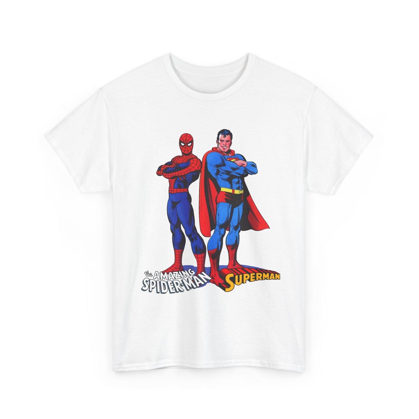 Amazing Spider-Man & Superman T-Shirt - Classic 1970s Marvel/DC Comics Crossover - Peter Parker & Clark Kent