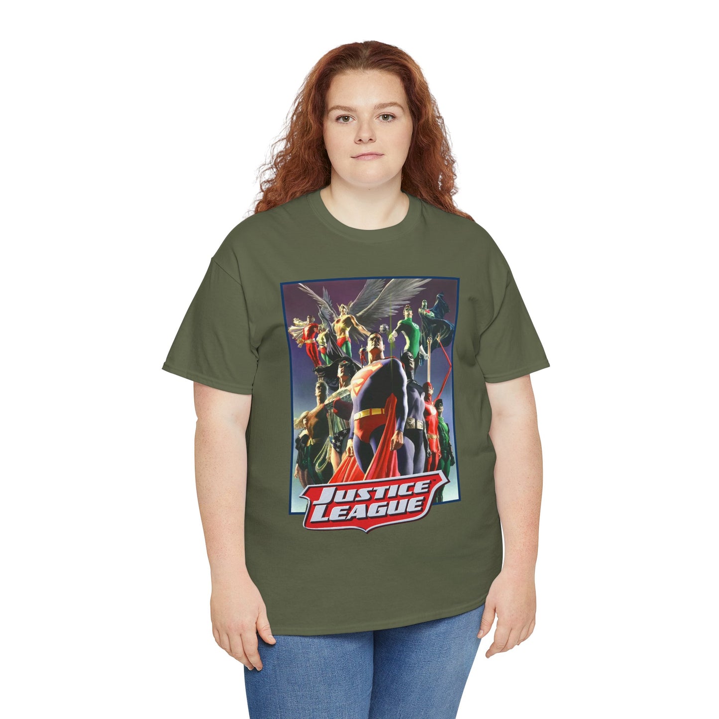 Justice League T-Shirt - Alex Ross Art - Superman, Wonder Woman, Black Canary, Hawkman, Flash, Aquaman, Atom - DC Comics