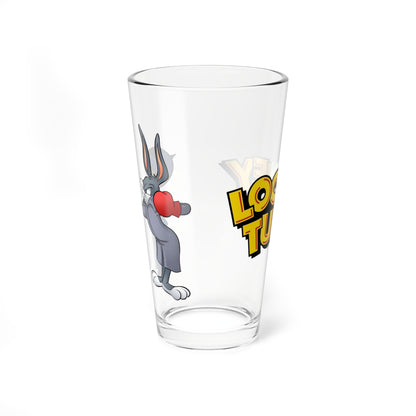 Bugs Bunny & Elmer Fudd Pint Glass, 16oz - Popular Looney Tunes Cartoon Art - King Arthur's Court - Medieval Knights Theme - WB