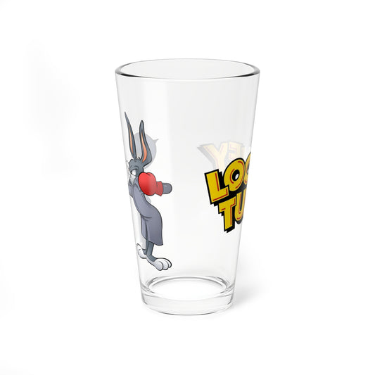 Bugs Bunny & Elmer Fudd Pint Glass, 16oz - Popular Looney Tunes Cartoon Art - King Arthur's Court - Medieval Knights Theme - WB