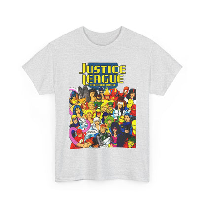 Justice League International T-Shirt - Kevin Maguire DC Comics Sourcebook Art - Booster Gold, Blue Beetle, Batman, Martian Manhunter, Captain Atom, Fire, Ice, Guy Gardner